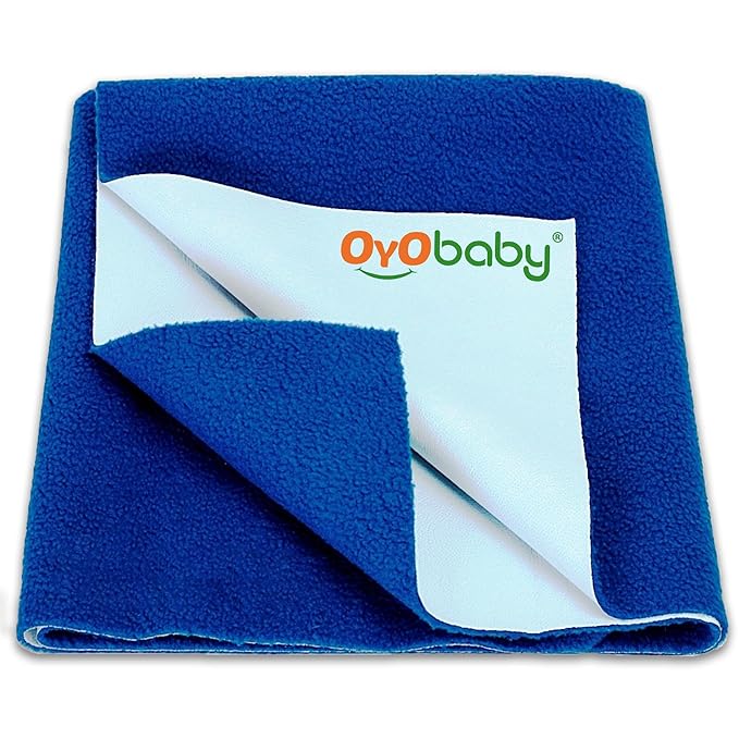 OYO BABY - Baby Dry Sheet for new born babies | Infant Waterproof bed protector Sheet for Baby | Mattress Pads (Medium-(100cm X 70cm), Shahi Blue)