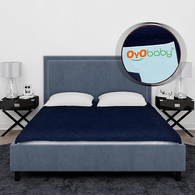 OYO BABY Extra Absorbent Waterproof Baby Dry Sheet (Dark Blue, Double Bed Size (260cm X 200cm))