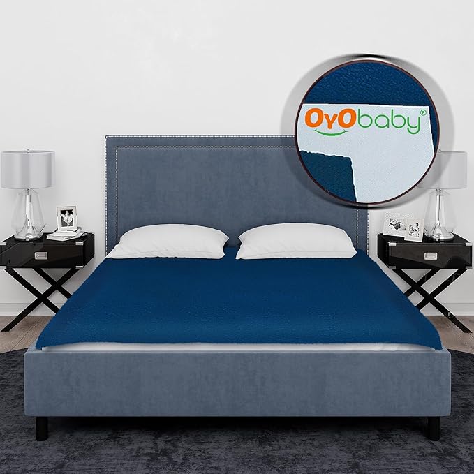 Polycotton Waterproof Quick Dry Sheet for Baby| Bed Pad | Baby Bed Protector Sheet for Toddler Children (Double Bed Size (260Cm X 200Cm), Dark Sea Blue)