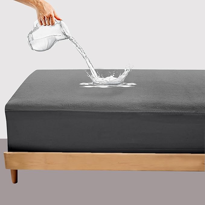 OYO BABY 100% Waterproof Premium Cotton Feel Mattress Protector King Size 78 x 72 Inch|Ultra Soft Breathable & Hypoallergenic Fitted Bed Protector Terry Cover(6.5x6 feet, Fits Upto 10 Inch,Dark Blue)