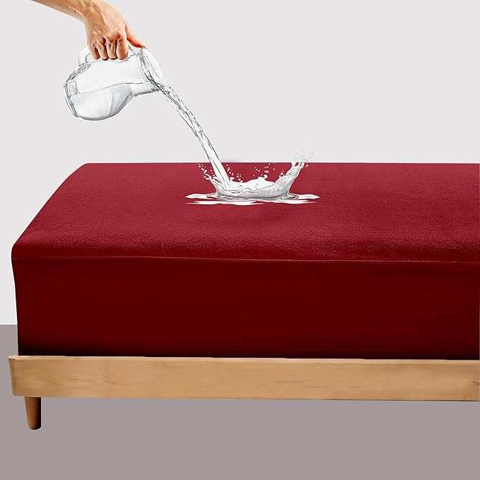 Maroon mattress protector