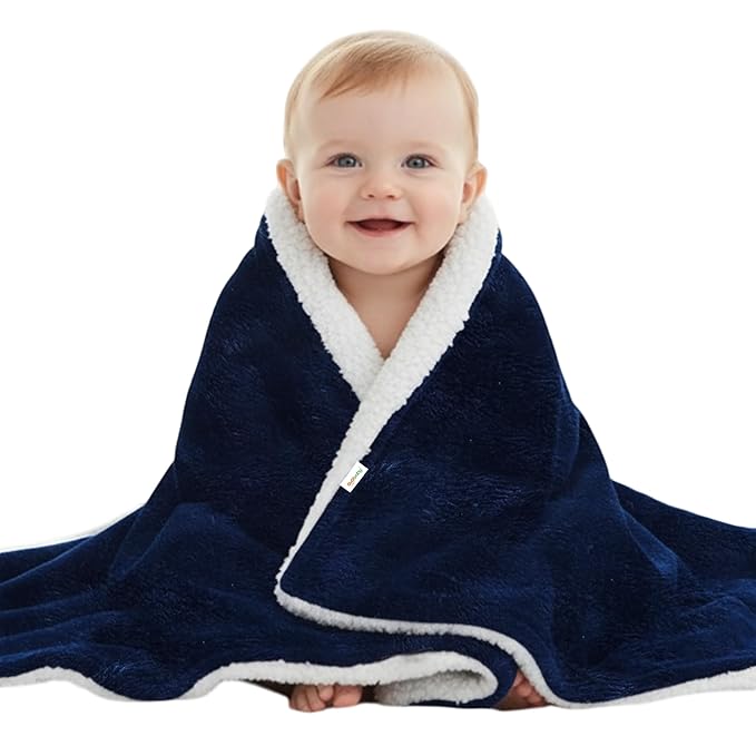 All-Season Fluffy 2-Layer Baby & Toddler Blanket – Coral & Sherpa Wrapping Sheet for Boys & Girls