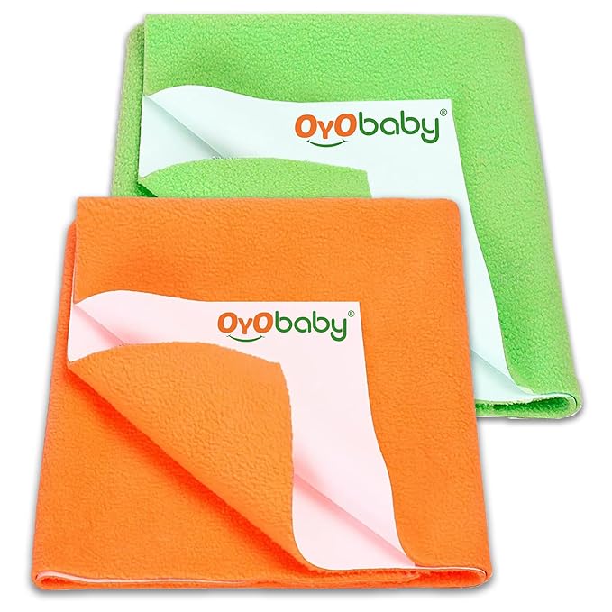 OYO BABY Waterproof Baby Bed Protector Dry Sheets for New Born babies | Reusable Mats | Cot & Bassinet Gift Pack (Gift Pack 2, Light Green)