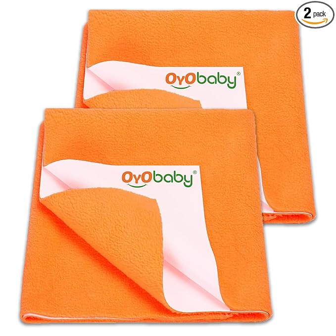 OYO BABY Baby Dry Sheet | 70×50 cm (Pack of 2) Waterproof Mattress Protector for Newborn - 6 Months | Extra Absorbent, Quick Dry & Reusable Bed Pad | Soft, Rash-Free, Anti-Piling - Peach