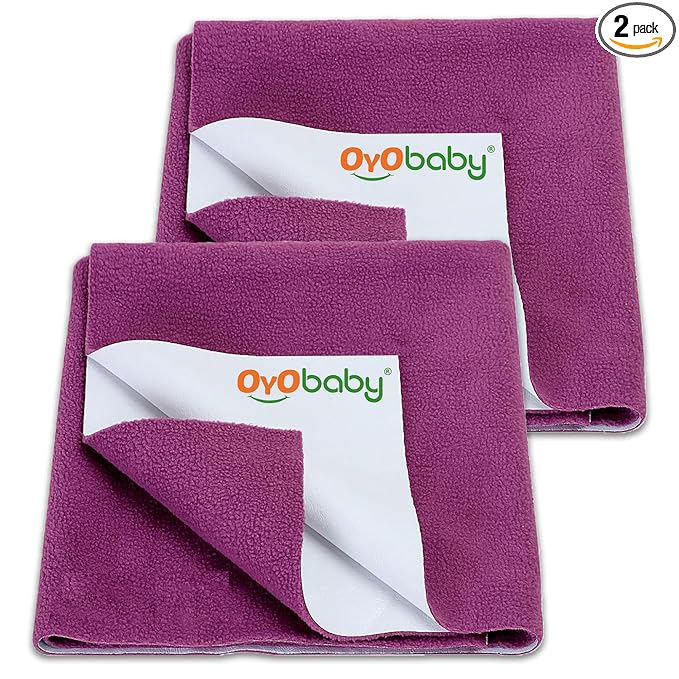 OYO BABY Waterproof Mattress Protector (Pack of 2) for Newborn - 6 Months | Baby Dry Sheet, Ultra Absorbent, Quick Dry, Rash-Free, Soft, Washable, Anti-Piling Fleece - Rani Pink