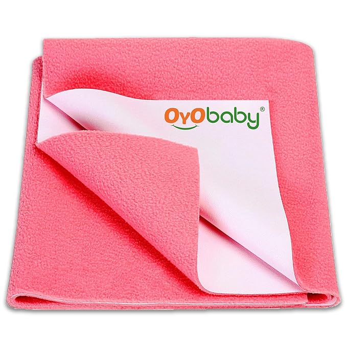 OYO BABY Double Bed Dry Sheet | 260×200 cm XXL Size Baby Dry Sheet | Soft Waterproof Mattress Protector | Quick Dry, Extra Absorbent Bed Pad | Reusable & Rash-Free - Salmon Rose