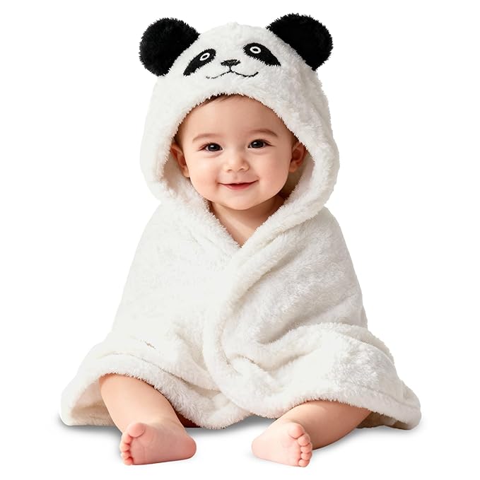 OYO BABY Newborn 3-in-1 Swaddle Blanket with Animal Hood – Soft All-Season Blanket for (0–12 Months, 84x80cm), Skin-Friendly, White Panda Design, Perfect Baby Shower Gift