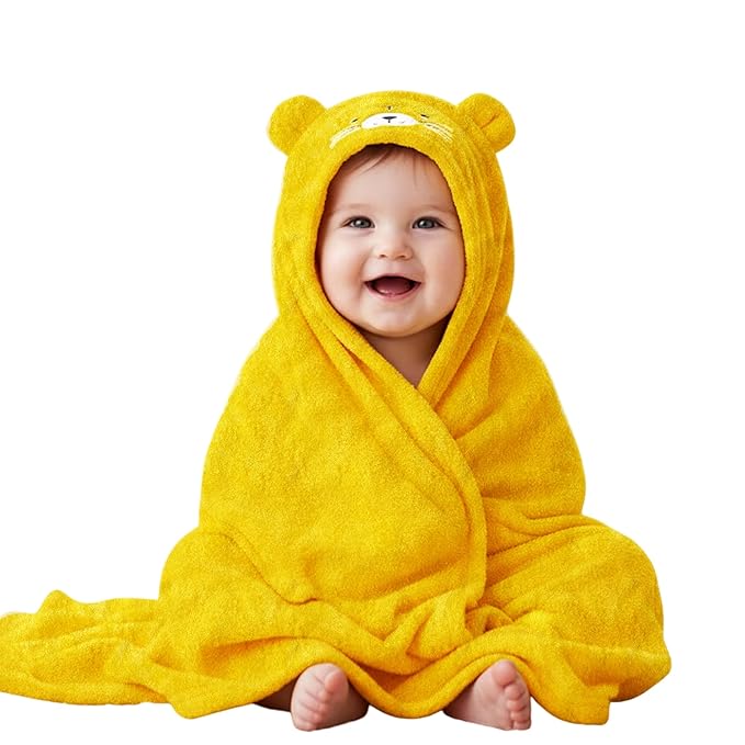 OYO BABY Newborn 3-in-1 Swaddle Blanket with Animal Hood – Soft All-Season Baby Blanket for (0–12 Months, 84x80cm), Skin-Friendly, Yellow Tiger Design, Perfect Baby Shower Gift