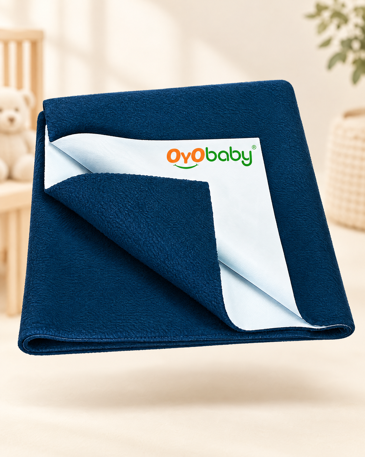 Waterproof Mattress Protector, Baby Dry Sheet for Newborn, Reusable Quick-Dry Fleece Underpad, Ultra-Absorbent, Anti-Pilling, Soft and Hygienic Bedding Solution –Dark Sea Blue (Large)