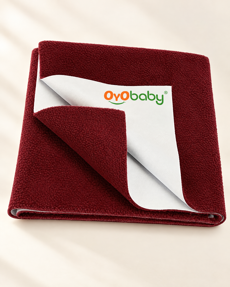 '- Baby Dry Sheet for new born babies | Infant Waterproof bed protector Sheet for Baby | Mattress Pads (Medium-(100cm X 70cm), Brick Red)