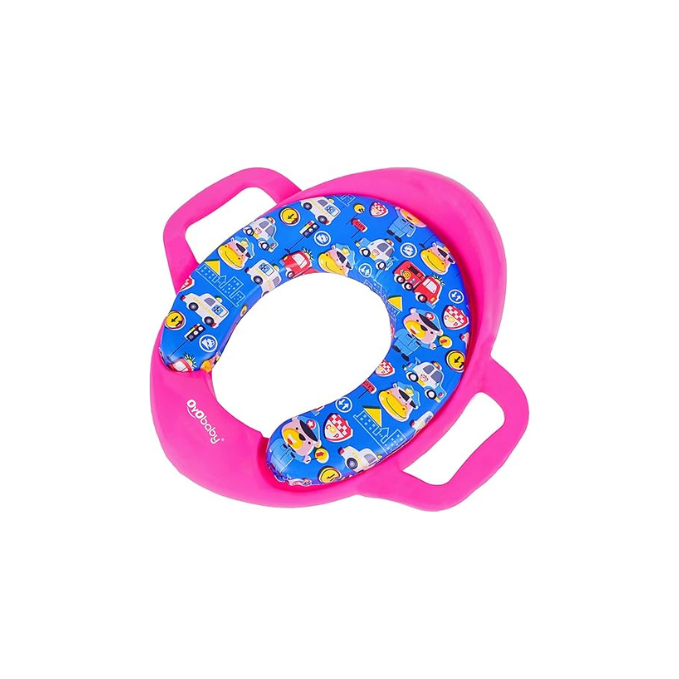OYO BABY Cushioned Baby Potty Training Seat | Portable Toilet Seat for Child 1 + Years | Soft & Comfortable Potty Seat with Handles | Easy to Clean | Toddler Toilet Seat Pink