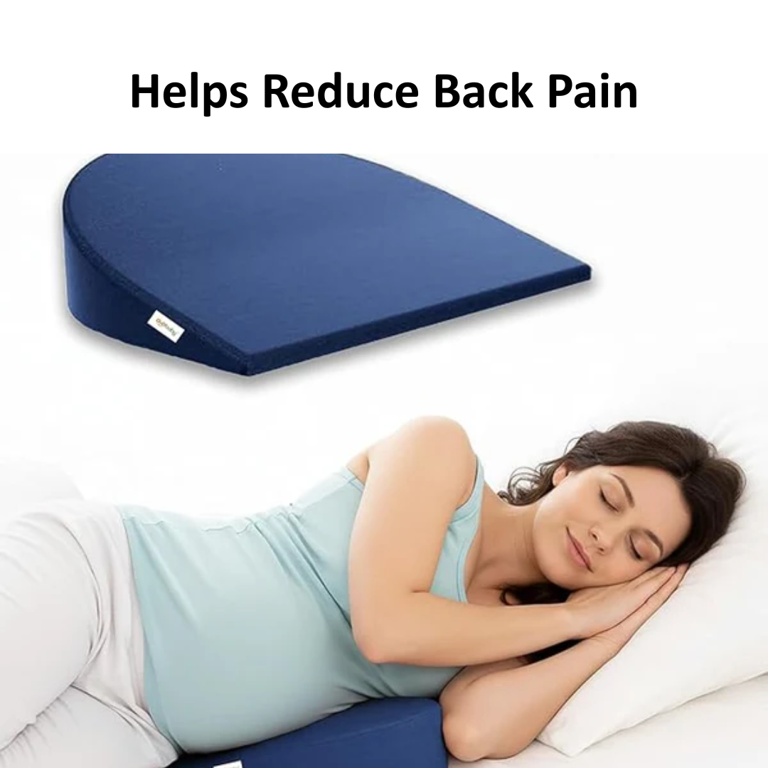 Memory Foam Pregnancy Wedge Pillow - Grey | Ergonomic Belly, Back & Hip Support for Expecting Moms
