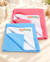 Extra Absorbent Waterproof Baby Dry Sheet | Quick Dry Sheet for New Born Baby Bed Protector, Soft & Breathable Rubber Sheet for Bed (Blue + Salmon Rose, Medium Combo 2)