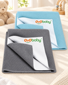 Medium Quick-Dry Mattress Protectors Pack of 2 | Waterproof Dry Sheets 100×70 cm | Soft, Breathable, Anti-Pilling for Infants 0-12 Months - Grey + Sea Blue