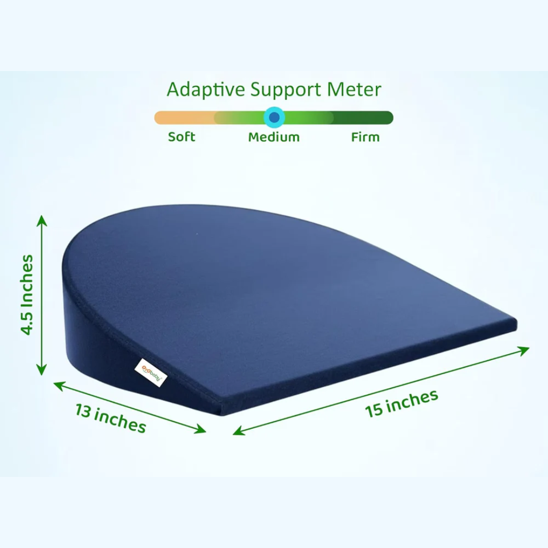 Memory Foam Pregnancy Wedge Pillow - Grey | Ergonomic Belly, Back & Hip Support for Expecting Moms