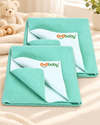 Waterproof Medium Dry Sheet Pack of 2 | Baby Bed Protectors 100×70 cm | Extra Absorbent, Quick Dry, Breathable Fabric for Newborns to 12 Months | Reusable - Sea Green (Large)