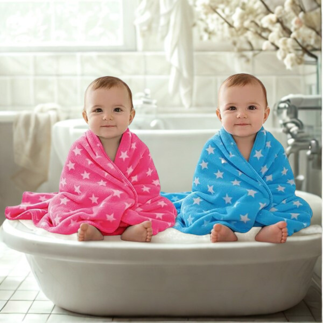 OYO BABY Soft Fleece Baby Blanket with Star Print Blue| Newborn Swaddle Wrap | Ultra Cozy, Lightweight & Breathable | Infant Bedding | Baby Shower Gift | 0-24 Months 100 * 75 cm | Unisex Baby Blanket