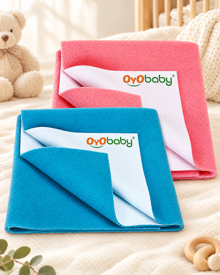 Waterproof Baby Bed Protector Dry Sheets for New Born babies | Reusable Mats | Cot & Bassinet Gift Pack (Gift Pack 2, Salmon Rose)