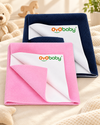 Extra Absorbent Waterproof Baby Dry Sheet Medium Size (100x70cm) – Pack of 2 – Quick Dry Sheet for Bed Protector, Soft & Breathable Dark Blue + Pink