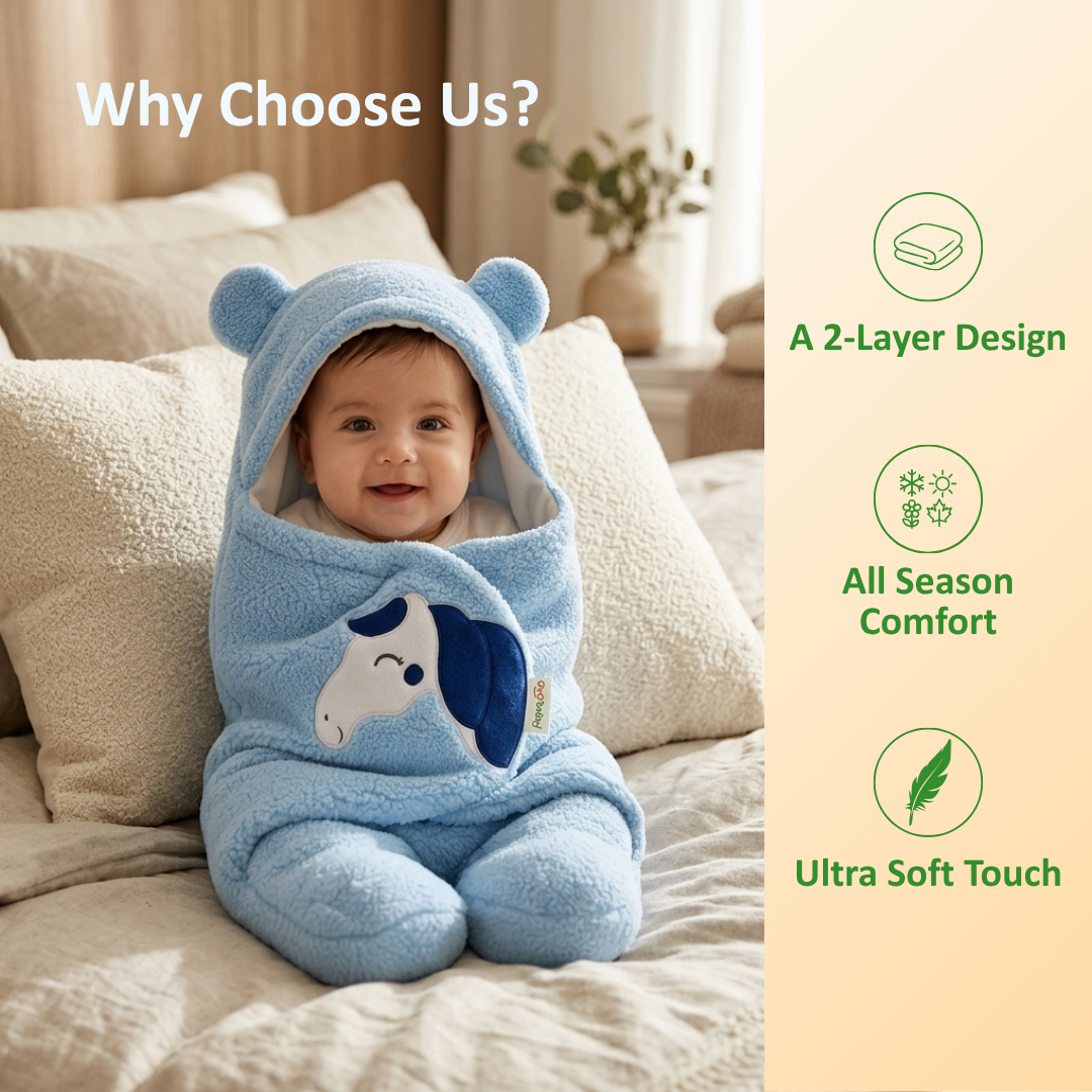 OYO BABY Newborn Baby Blanket Combo Pack – 2 Pcs Super Soft Micro Fleece Wrapper/Sleeping Bag (0-6 Months, 72x68 cm, Pink & White, Skin-Friendly, Boys & Girls)