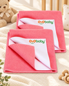 Extra Absorbent Baby Dry Sheet , 70×50 cm (Pack of 2), Waterproof Mattress Protector, Quick Dry, Rash-Free, Anti-Piling Fleece for Newborns up to 6 Months, Crib Friendly - Salmon Rose (Medium)