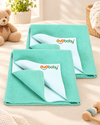 Waterproof Medium Dry Sheet Pack of 2 | Baby Bed Protectors 100×70 cm | Extra Absorbent, Quick Dry, Breathable Fabric for Newborns to 12 Months | Reusable - Sea Green (Medium)