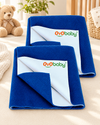 Baby Bed Protector  | for Newborn - 6 Months | Soft, Waterproof Dry Sheet 70×50 cm (Pack of 2) | Quick Dry, Extra Absorbent & Rash-Free - Royal Blue (Small)