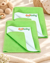 Newborn Dry Sheet Waterproof | Small Baby Bed Protector 70×50 cm (Pack of 2) | Soft, Quick Dry & Extra Absorbent Mattress Protector | Reusable Anti-Piling Fleece Underpad - Light Green (Large)