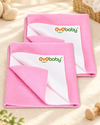 Newborn - 6 Months Baby Dry Sheet  | 70×50 cm (Pack of 2) Waterproof Mattress Protector | Quick Dry, Soft & Extra Absorbent Bed Pad | Reusable Anti-Piling Fleece - Pink (Small)