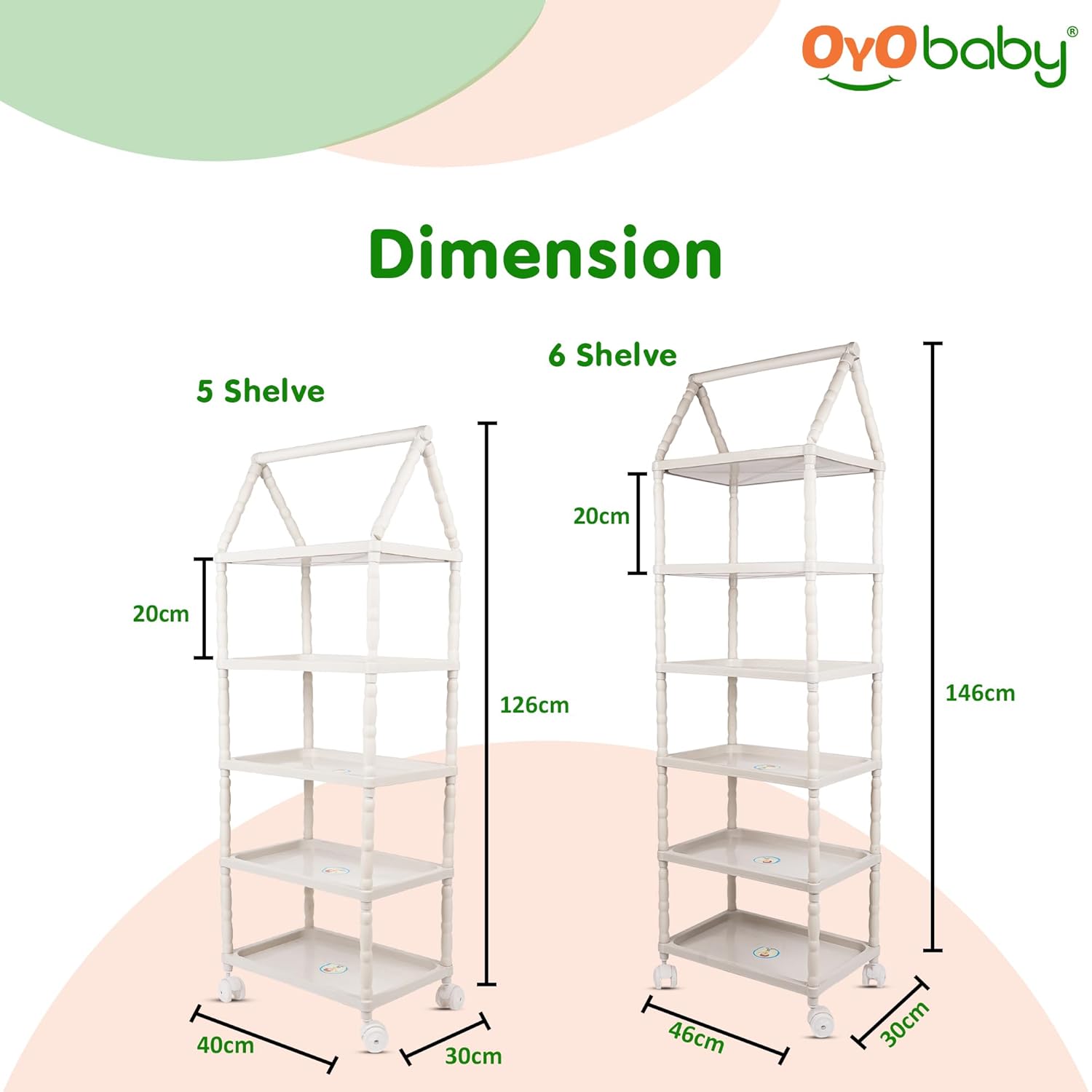 OYO BABY Kids Wardrobe for Storage 5 Shelves | Heavy Duty Plastic Almirah for Baby Clothes, Toys & Books Rack | Compact Storage Organizer for Nursery/Bedroom [Cartoon Printed - Blue]