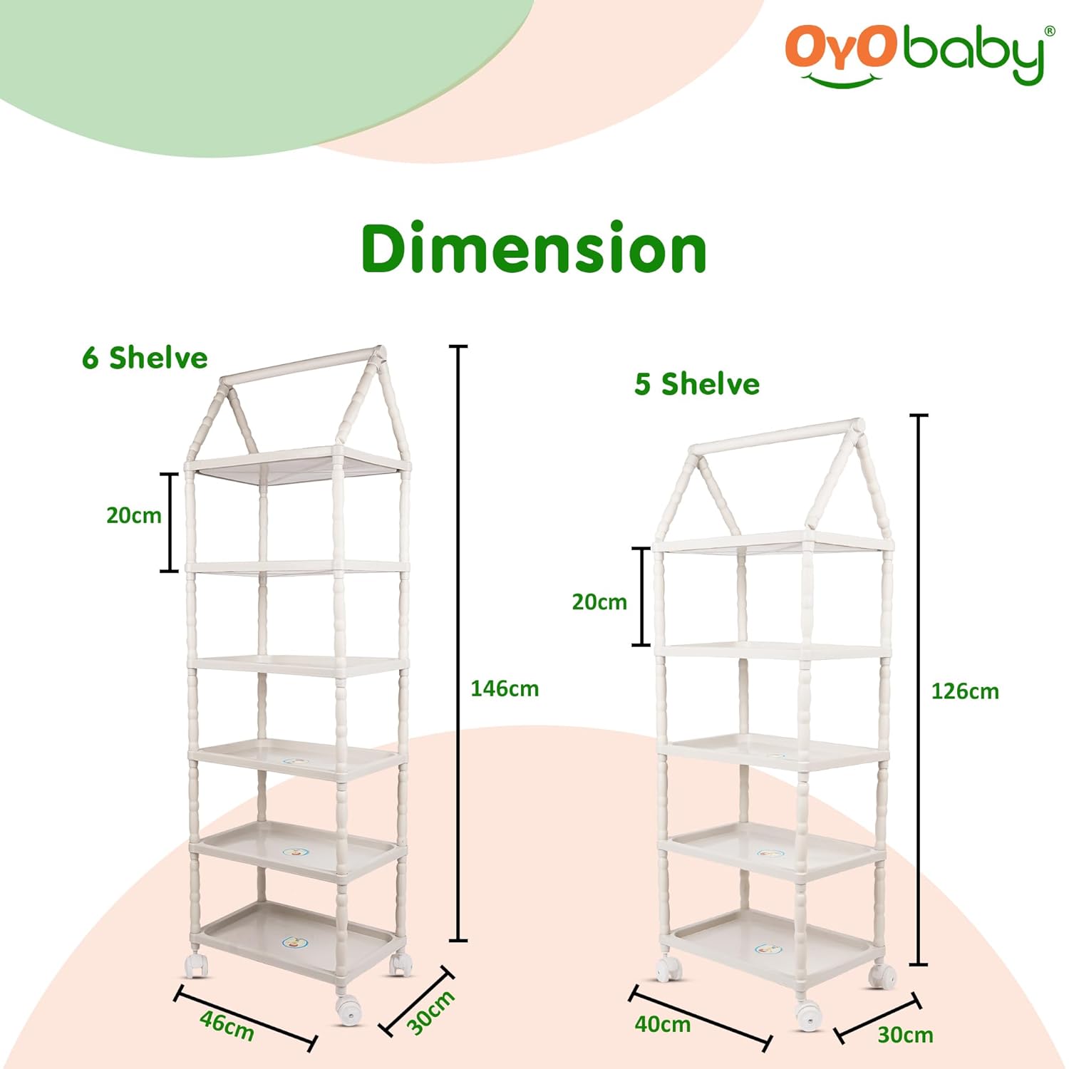 OYO BABY Kids Wardrobe for Storage 6 Shelves | Heavy Duty Plastic Almirah for Baby Clothes, Toys & Books Rack | Compact Storage Organizer for Nursery/Bedroom [Cartoon Printed - Blue]
