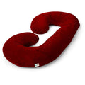 C Shaped Pregnancy Pillow for Sleeping, Maternity Pillow for Pregnant Women with Washable Premium Velvet Cover (Maroon)