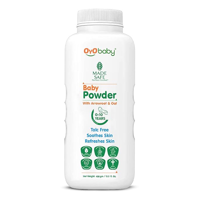 OYO BABY Powder 400g for Newborns & Toddlers | Sweat-Absorbing, Rash-Free, Refreshes & Soft Skin Care Powder | Daily Use After Bath