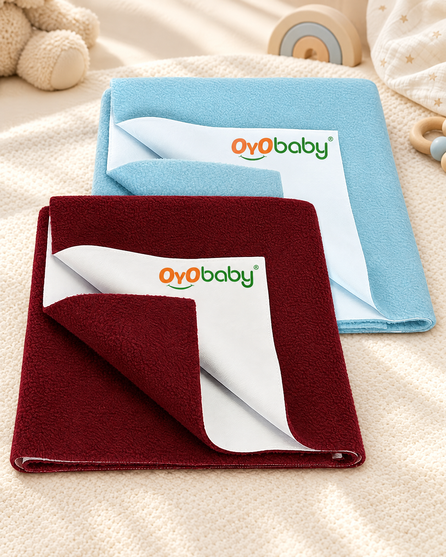 Extra Absorbent Waterproof Baby Dry Sheet Large Size (140x100cm) – Pack of 2 – Quick Dry Sheet for Bed Protector, Soft & Breathable Sea Blue + Maroon