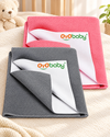 Medium Waterproof Dry Sheets 100×70 cm Combo Pack of 2 | Quick-Dry Mattress Protectors for Infants | Breathable, Ultra-Absorbent, Reusable  - Grey + Salmon Rose