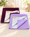 Baby Waterproof Baby Bed Protector Wollen Blend Dry Sheets For New Born Babies | Reusable Mats | Cot & Bassinet Gift Pack, Size : 70Cm X 50Cm | Plum + Violet.
