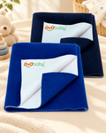 Baby Waterproof Baby Bed Protector Wollen Blend Dry Sheets For New Born Babies | Size : 70Cm X 50Cm | Royal Blue + Dark Blue.