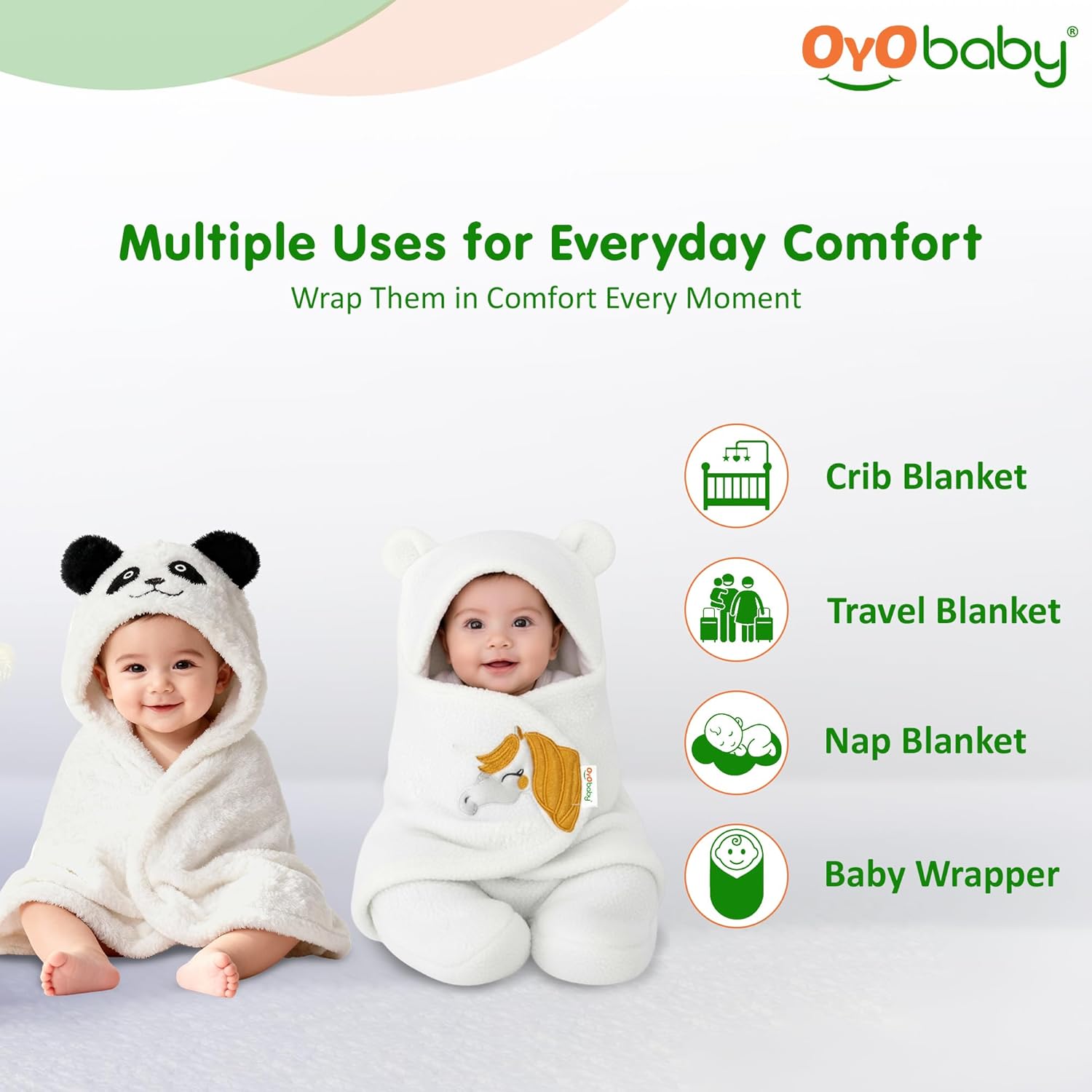 OYO BABY Newborn Baby Blanket Combo Pack – Hooded Wrapper Sleeping Bag & Baby Bath Towel