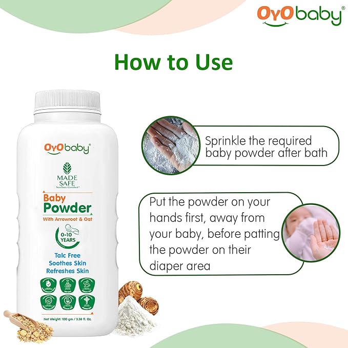 OYO BABY Gentle Baby Powder (Talc Free) For New Born Baby, Refreshes Baby’s Skin - Pack of 1 – 200g