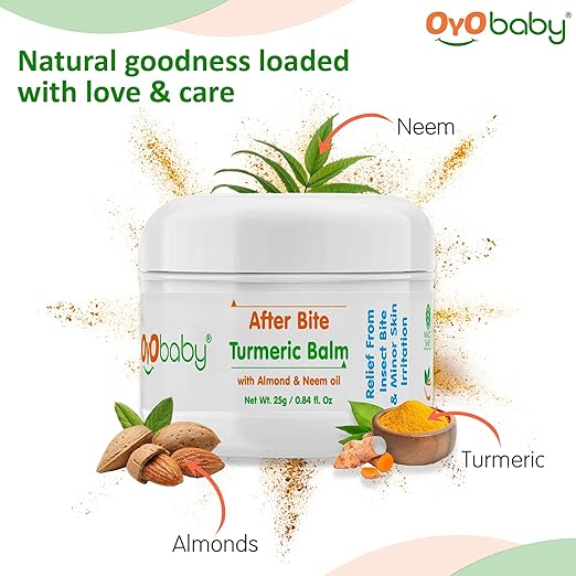 OYO BABY After Bite Turmeric Balm with Almond & Neem Oil for Babies – Relief from Rashes, Mosquito & Insect Bites, 100% Ayurvedic