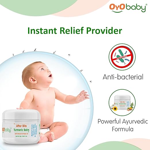 OYO BABY After Bite Turmeric Balm with Almond & Neem Oil for Babies – Relief from Rashes, Mosquito & Insect Bites, 100% Ayurvedic