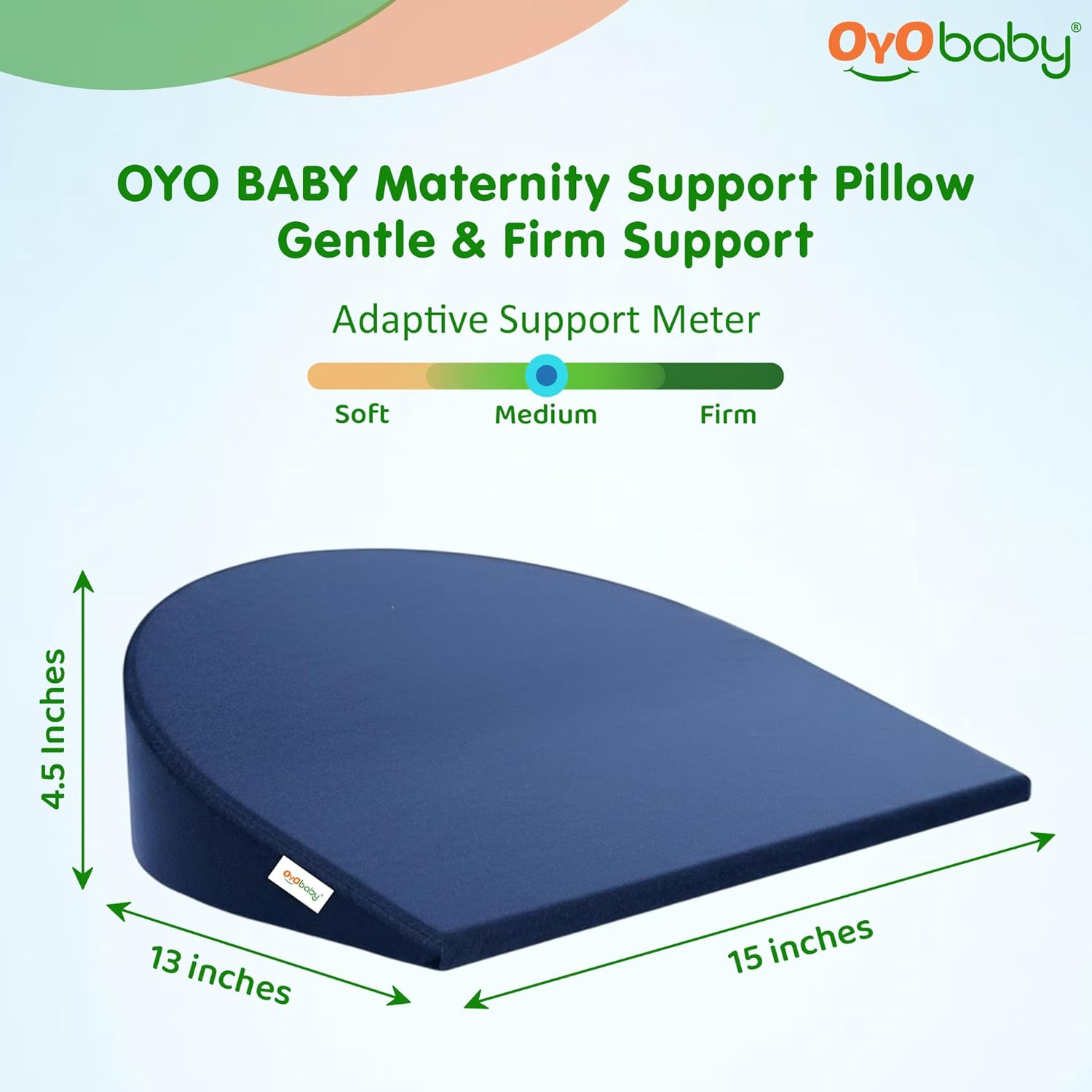 OYO BABY Memory Foam Pregnancy Support Pillow - Navy Blue | Wedge Pillow for Comfortable Sleep During Pregnancy | Provides Belly, Back & Hip Relief for Expecting Moms