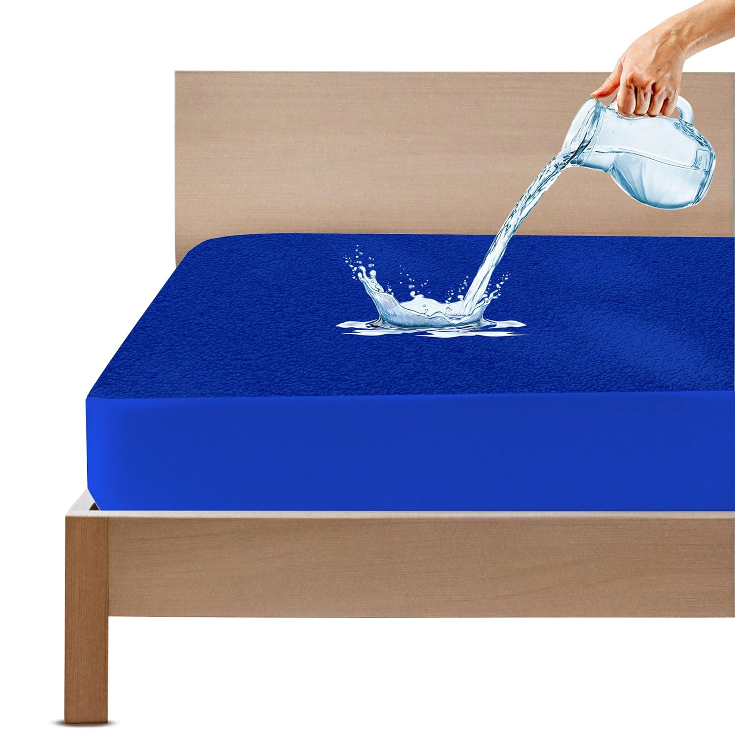 Cotton Feel Waterproof Mattress Protector for King Bed | Ultra Soft Terry Fabric | Breathable & Hypoallergenic Mattress Cover | 78*72 inch (6x7 ft) – Navy Blue, Pack of 1