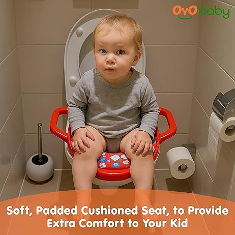 OYO BABY Cushioned Potty Seat, Toilet Seat with Handle for Kids Red