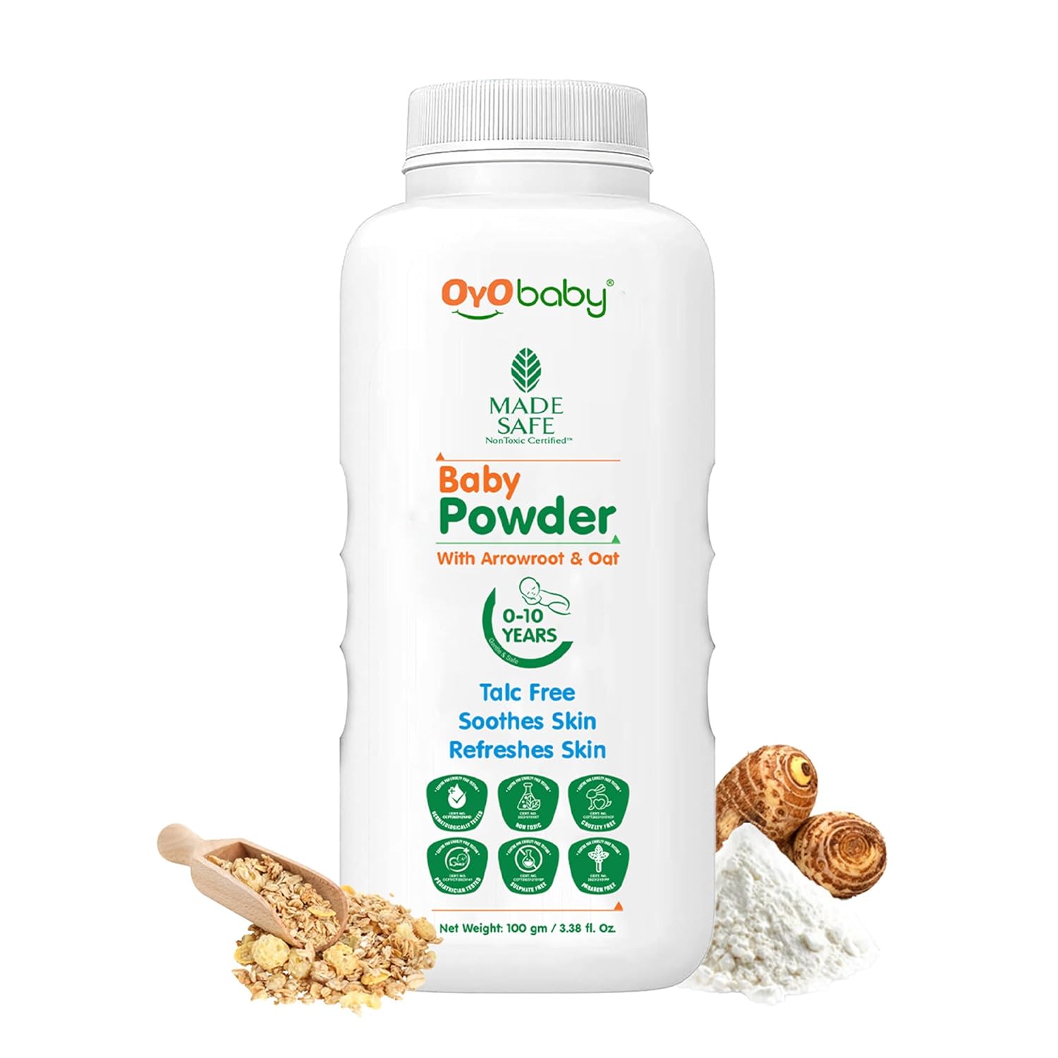 OYO BABY Gentle Baby Powder (Talc Free) For New Born Baby, Refreshes Baby’s Skin - 100g