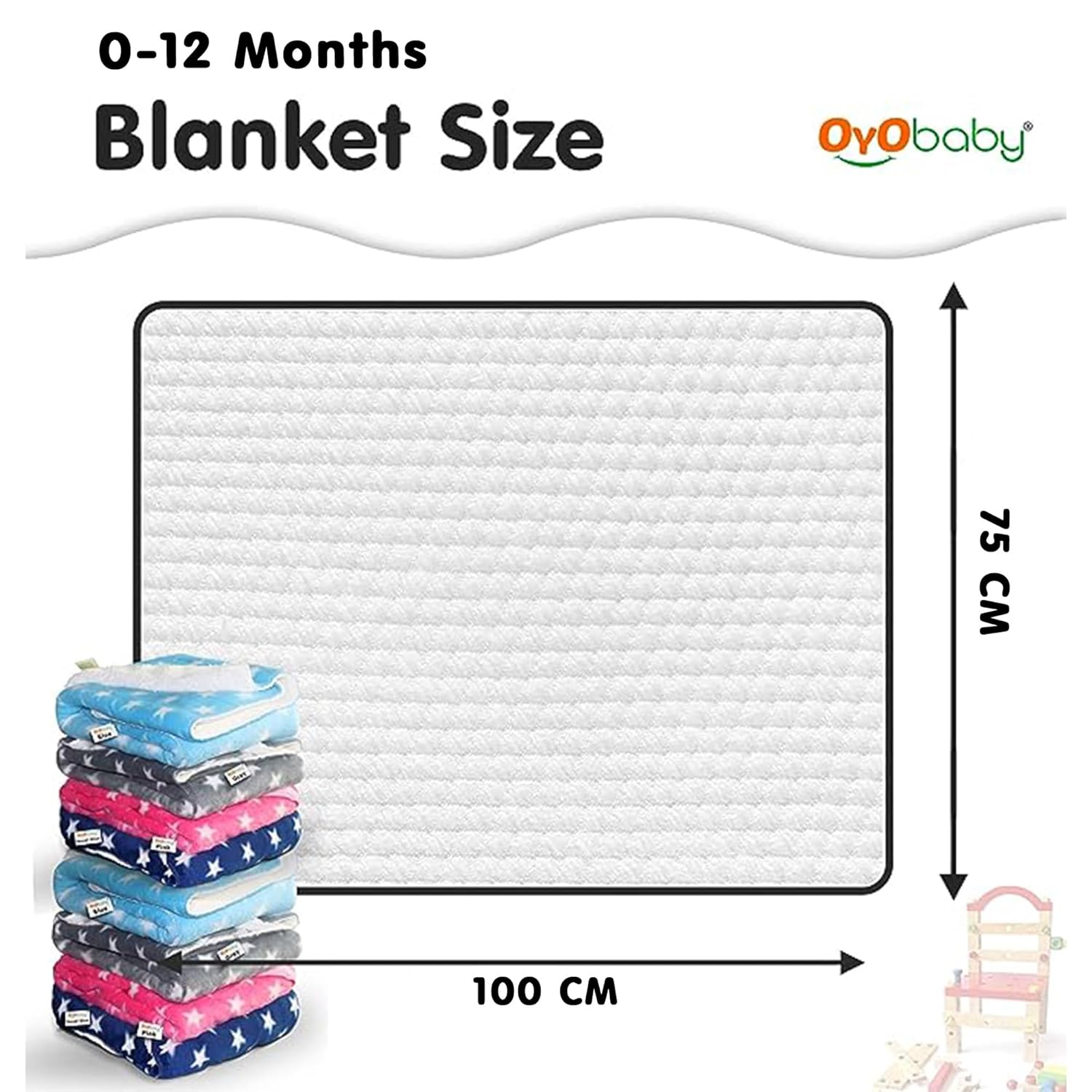 OYO BABY Baby Square Blankets Combo | for New Born Babies Baby Boys, Baby Girls, Babies for 0-6 Months, Fleece, Skin Friendly, 2 Blankets