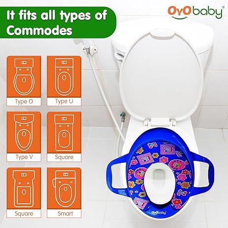 OYO BABY Cushioned Potty Seat, Toilet Seat with Handle for Kids Blue