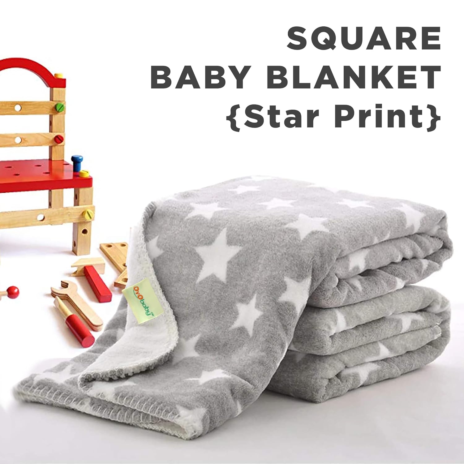 OYO BABY Baby Square Blankets Combo | for New Born Babies Baby Boys, Baby Girls, Babies for 0-6 Months, Fleece, Skin Friendly, 2 Blankets