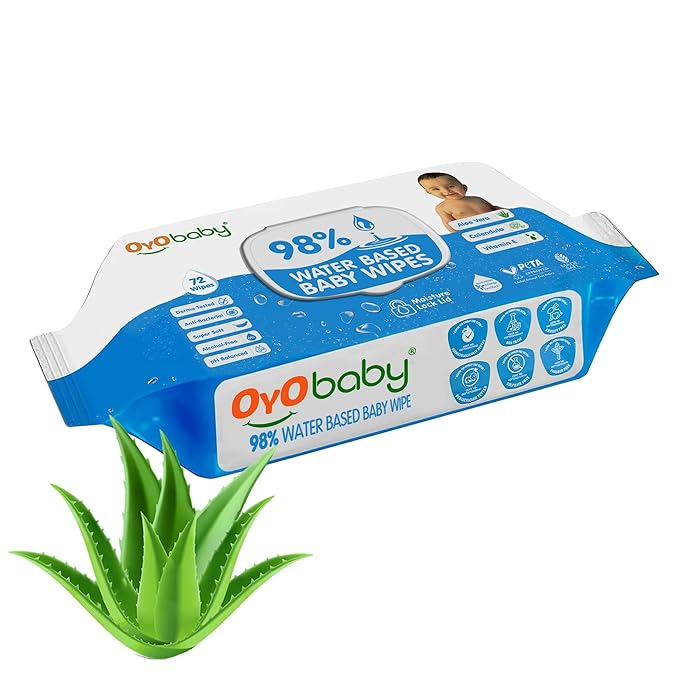 OYO BABY Wipes for new born baby with Lid | 72 Wipes for Kid | Extra Thick & Moist Wet Vipes for Babies | Prevents Skin Redness & Rashes | Enriched with Aloe Vera, Vitamin E