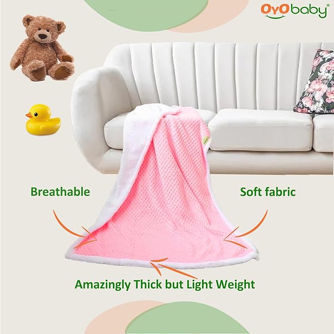 OYO BABY Ultra Soft Fleece Baby Blanket | Warm & Cozy Newborn Blanket for Winter | Reversible Sherpa Baby Wrapper for Infant, Toddler, Boys & Girls